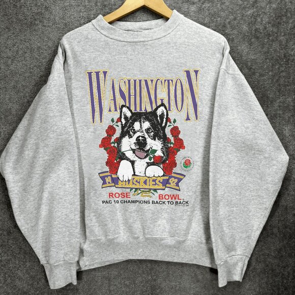 Vintage 1992 University Of Washington Huskies Rose Bowl Football Sweatshirt - Picture 1 of 2